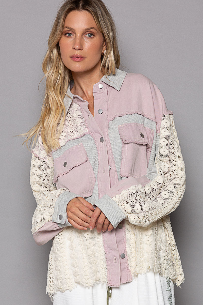 Raylin Crochet Button Down Jacket