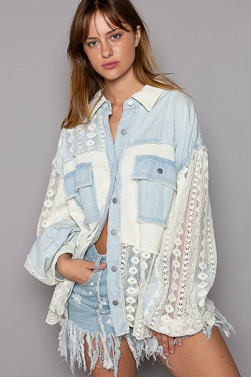 Raylin Crochet Button Down Jacket