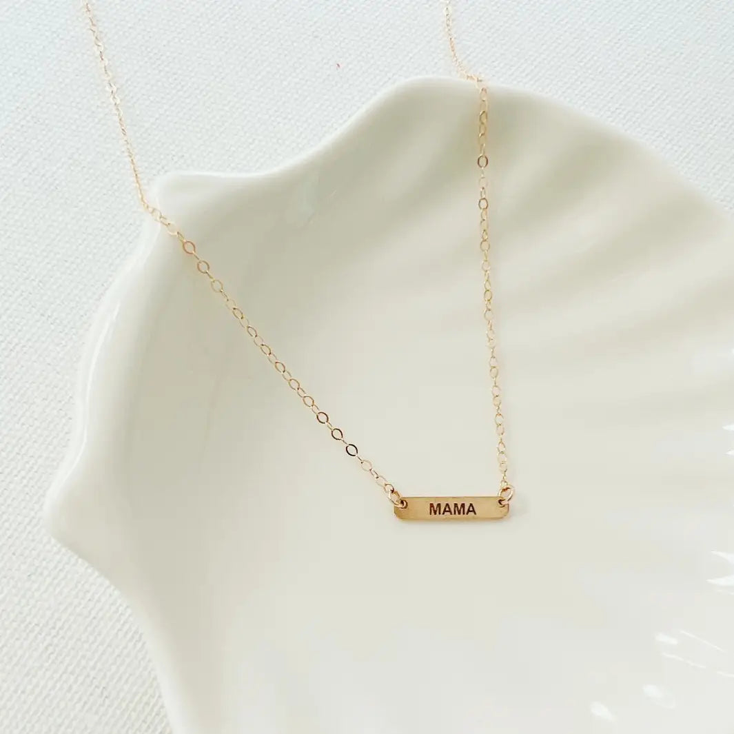 Mama Engraved Bar Necklace